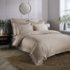 Flax 800 Thread Count Square Pillowcase Pair with White Triple Row Cord Embroidery