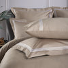 Flax 800 Thread Count Standard Pillowcase Pair with White Triple Row Cord Embroidery