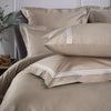 Flax 800 Thread Count Oxford Pillowcase Pair with White Triple Row Cord Embroidery