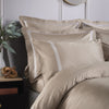 Flax 800 Thread Count Square Pillowcase Pair with White Triple Row Cord Embroidery