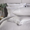 Ice Grey 800 Thread Count Standard Pillowcase Pair with White Triple Row Cord Embroidery