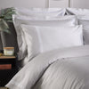 Ice Grey 800 Thread Count Standard Pillowcase Pair with White Triple Row Cord Embroidery