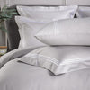 Ice Grey 800 Thread Count Oxford Pillowcase Pair with White Triple Row Cord Embroidery