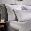 Ice Grey 800 Thread Count Oxford Pillowcase Pair with White Triple Row Cord Embroidery