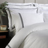 White 800 Thread Count Duvet Cover with Black Triple Row Cord Embroidery