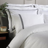 White 800 Thread Count Standard Pillowcase Pair with Black Triple Row Cord Embroidery