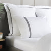 White 800 Thread Count Standard Pillowcase Pair with Black Triple Row Cord Embroidery