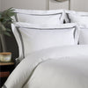 White 800 Thread Count Oxford Pillowcase Pair with Black Triple Row Cord Embroidery