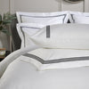 White 800 Thread Count Oxford Pillowcase Pair with Black Triple Row Cord Embroidery