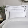 White 800 Thread Count Oxford Pillowcase Pair with Black Triple Row Cord Embroidery