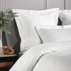 White 800 Thread Count Square Pillowcase Pair with White Triple Row Cord Embroidery