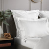 White 800 Thread Count Square Pillowcase Pair with White Triple Row Cord Embroidery