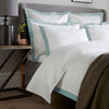 White 800 Thread Count Standard Pillowcase Pair with Duck Egg Wide Border