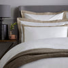 White 800 Thread Count Standard Pillowcase Pair with Flax Wide Border