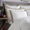 White 800 Thread Count Standard Pillowcase Pair with Flax Wide Border