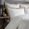 White 800 Thread Count Oxford Pillowcase Pair with Flax Wide Border