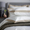 White 800 Thread Count Oxford Pillowcase Pair with Flax Wide Border