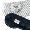 Navy, Grey & White Stripe 100% Mulberry Silk Luxuriously Smooth 3 Piece Gift Set