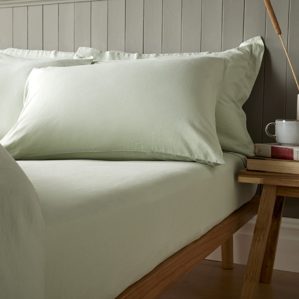 Duck Egg Linen Blend Fitted Sheet