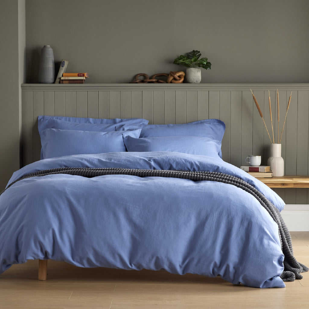 Marine Blue Linen Blend Duvet Cover