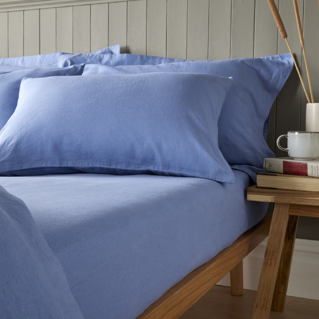 Marine Blue Linen Blend Fitted Sheet