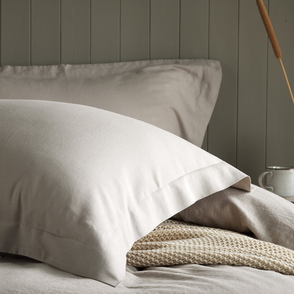 Stone Linen Blend Oxford Pillowcase Pair