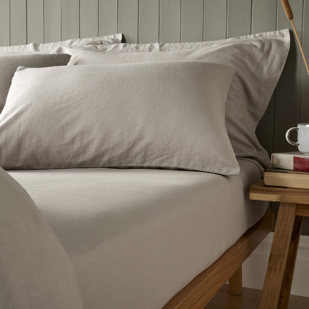 Stone Linen Blend Fitted Sheet