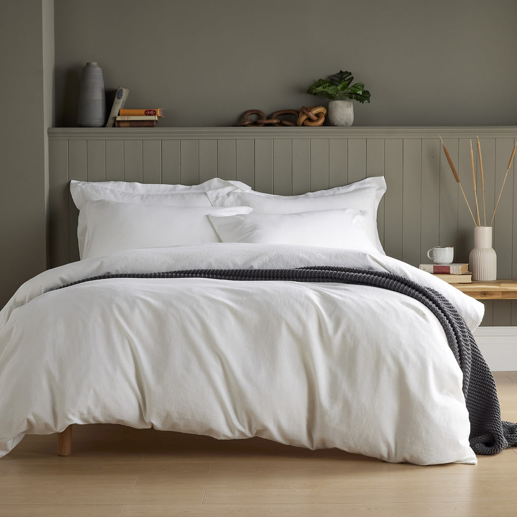 White Linen Blend Duvet Cover